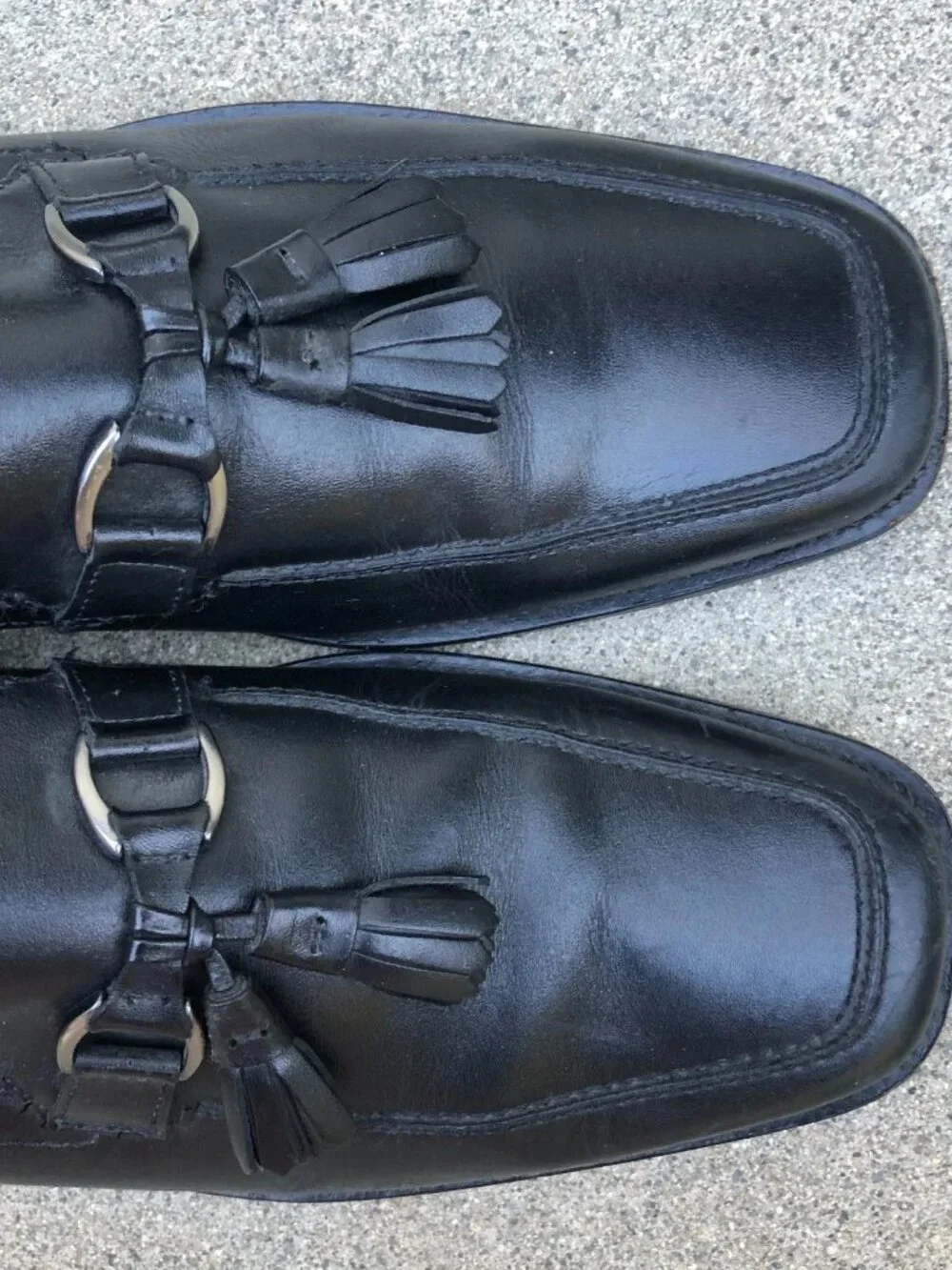 BASS Flex Loafers Dress Shoes Men's 9.5 M Black Leather Slip On Turnout